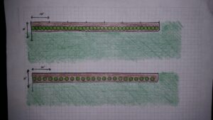 Sample layout for smaller 3 gallon size Viburnums put into a 7o linear feet space 